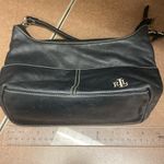 Vintage LAUREN Ralph Lauren Black Leather Small Hobo Shoulder Bag Purse Handbag Photo 7