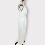 Bebe  Asymmetric Halter Dress Women's XS White Midi V-Neck Sleeveless Wrap Style Photo 5