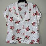 VAL MODE lingerie dainty top medium floral polka dot buttonup embroidered collar Pink Photo 7