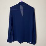 Armani Exchange  Blouse Blue Button Down Tie Front Long Sleeve Womens Size Small Photo 3