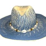 Blue and Tan Women's paper straw Cowgirl Hat Photo 1