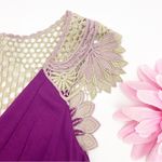 Modcloth Purple Floral Crochet-Accent Sweet Spirit Maxi Dress Bohemian Photo 6