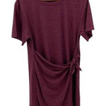 Z Supply  Womens Lake Triblend Heather Wrap Tie Waist Tee‎ Dress Burgundy Medium Photo 0