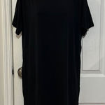 Eileen Fisher  Shift T Shirt Dress Oversized Stretch Short Sleeve Black L Photo 0