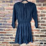 J.Crew Black Linen Palermo Smocked Waist Mini Dress Women's Size XXS Photo 5