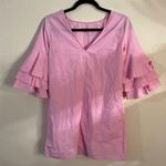 ZARA  Light Pink Ruffle Bell Sleeve Shift Mini Dress Size: XS Photo 3