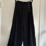 ZARA Sz: M Black Wide Leg Cropped Pull On Sailor Pant Large Button Accent Photo 1