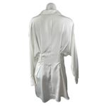 ZARA  White Silk Satin Collared Long Sleeve Button Down Mini Shirt Dress Size L Photo 1