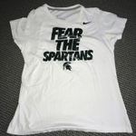Nike Michigan State Spartans Tee Womens XL Slim Fit White Fear The Spartans Photo 0