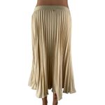 Grace Karin Womens Beige Satin Mid Waist Midi Pleated Flared A-Line Skirt Size S Photo 1