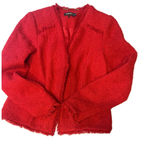 DKNY  Red Bouclé Frayed Edge Jacket Women's‎ Size 6 Photo 0