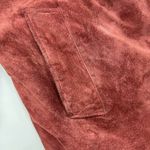 Henri Bendel Vintage Suede Coat Red Leather Belted Double Breasted Cherry Photo 8