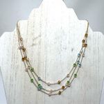 14K layered chain necklace with crystal beads Gold Photo 4