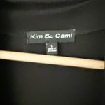 KIM & CAMI | Black Floral Print Open Front Drape Cardigan Sheer White | Large Photo 2