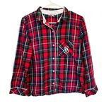 Victoria's Secret Red Plaid Long Sleeve Button Down Christmas Pajama Top Size XS Photo 0