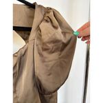 Mistress Rocks Tie Not Olive Silky Backless Corset Rave Puff Sleeve Blouse Small Brown Photo 4