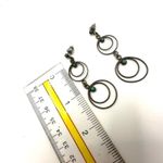 Sterling silver and turquoise double circle long drop earrings Photo 5