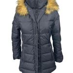 S13 Women's Black Faux Fur Shearling Hoodie Hooded Down Puffer Quilted Jacket S Photo 0