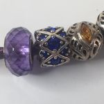 Authentic Chamilia Sterling Silver Charms 7 purple leather necklace 20" long Photo 7