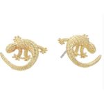 Lilly Pulitzer NWT Gold Leaping Lizard Stud Earrings Photo 0