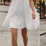 DISSH WHITE LINEN PANEL BABYDOLL MINI DRESS Size 2 Photo 0