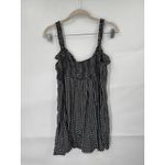 American Eagle  Plaid Ruffle Mini Dress Women Small Black White Western Babydoll Photo 2