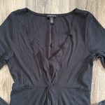 Beyond Yoga  Black Long Sleeve Dress Ribbed Stretchy Front Slit Midi Photo 5