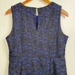 Lands' End Lands’ End Blue with Black Lace Overlay Sheath Dress Size 12 Photo 3