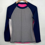GAP Striped Navy Blue Pink Long Sleeve Athletic Top size Medium Photo 0