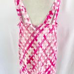 New Chloe Kristyn Gingham Satin Double Strap Cowl Neck Tank Top Pink Size Large Photo 5