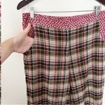Anthropologie Plaid Floral Waistband Wide Leg Pants Pink/Brown Size 10 Cotton Photo 4