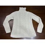 Yorkshire Knitting Co Cable Knit Fisherman Sweater Cream Women M Turtle Neck Size M Photo 2
