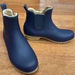 Chooka Chelsea Fur-Lined Slip On Navy Ankle Rain Boots Photo 2