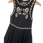 Free People Dress Womens 2 Delightful Birds Of A Feather Embroidered Flare Black Photo 5