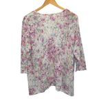 J.Jill Sweater‎ Linen Blend Knit Floral Sweater 3/4 Sleeve Top XL Pink Photo 4
