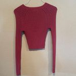 Aeropostale Pink Ribbed Cut Out Cropped Sweater Photo 2