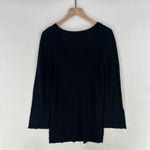 Free People Black Criss Cross Knit Flare Sleeve Side Slits Tunic Sweater Photo 2