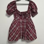 Anthropologie NEW  Maeve Maeve Puff Mini Dress In Plaid Large Holiday Preppy Fun Photo 10