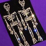 Boutique NEW Bling Rhinestone Skeleton Corpse Earrings Embellished Bedazzled Gothic Egirl Photo 2