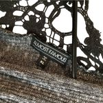 Almost Famous  Charcoal & Crochet Knit Top with Black Lace Long Sleeve EUC Photo 6