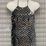 Solemio NWT Love Culture  Size Large Silver Sequin Bodycon Minidress Photo 0