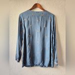 Sundance  Floral Boho Silk Like Cordelia Tunic Embroidered Blue Blouse small Photo 7