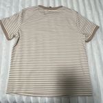 Beige Striped Floral Embroidered T Photo 1