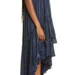 Cinq à Sept CINQ A SEPT Soleil Ruffle Trapeze Hi Low Midi Dress Navy Womens Size 4 Photo 3
