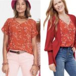 CAbi NWT 5712 Cherry Blossom Split Sleeve Chiffon Top V-Neck Casual Size M Photo 6