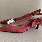 ZARA Heeled Suede Slingback Shoes With Bow Photo 4