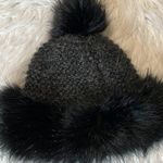 Ski Lodge Winter Cap Faux Fur Trim Acrylic Hat Black Glam Photo 3