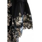 Alfani  Women's Blouse Medium Black White Floral Crochet Sleeves Polyester Photo 5
