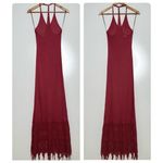 Free People  Intimately T-Back Crochet Lace Hem Linen Blend Maxi Slip Dress Small Photo 1