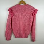 Greylin Womens Ruth Ruffle Shoulder Chunky Knit Sweater in Pink Sz S | Feminine Photo 6